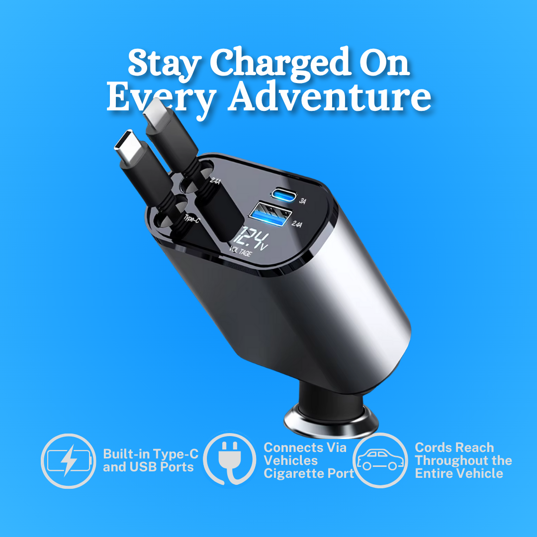 CarSync Central's 4 in 1 Retractable Car Charger