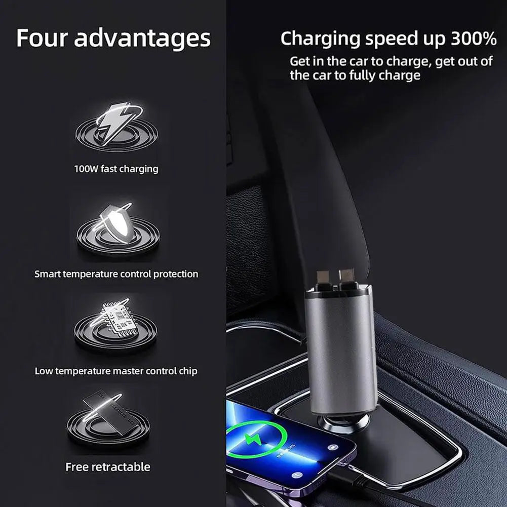 CarSync Central's 4 in 1 Retractable Car Charger